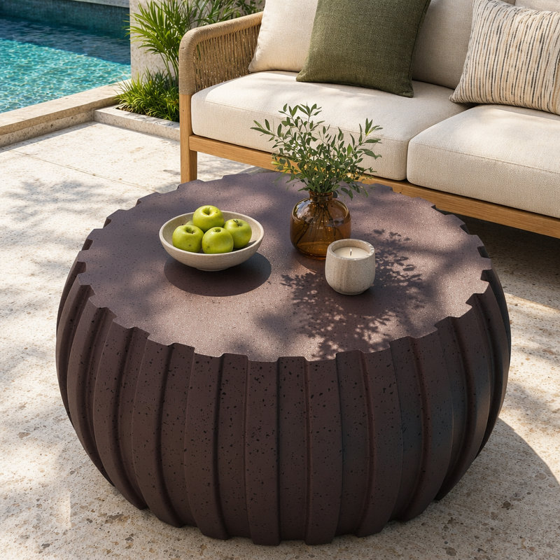 Table basse imperméable 35,43 po MgO, 15.75" H x 35.43" W x 35.43" D, Brown