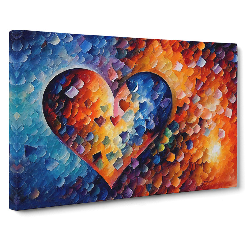 Love Heart Painting Abstract - Wrapped Canvas Painting, 40cm H x 60cm W x 3cm D
