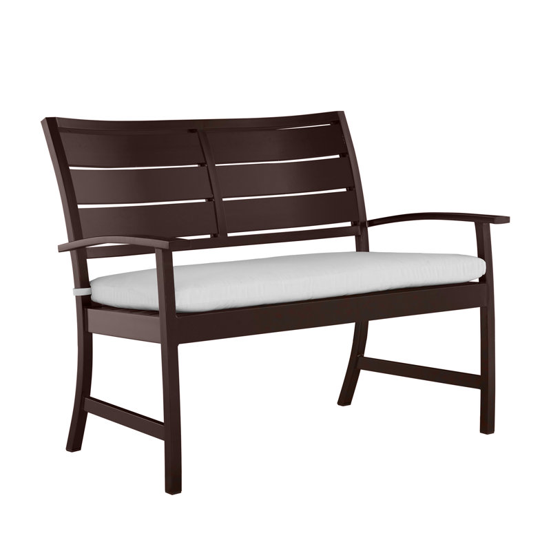 Charleston Aluminum Garden Bench, Welt, Linen Dove, Oyster