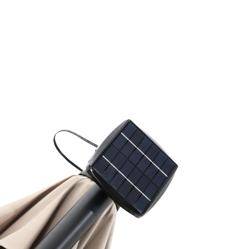 Parasol kaki à énergie solaire pour terrasse pour relaxer la pelouse avec évent, Kaki