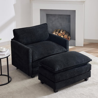 Fauteuil d'appoint rembourré avec repose-pieds Redenius Boucle