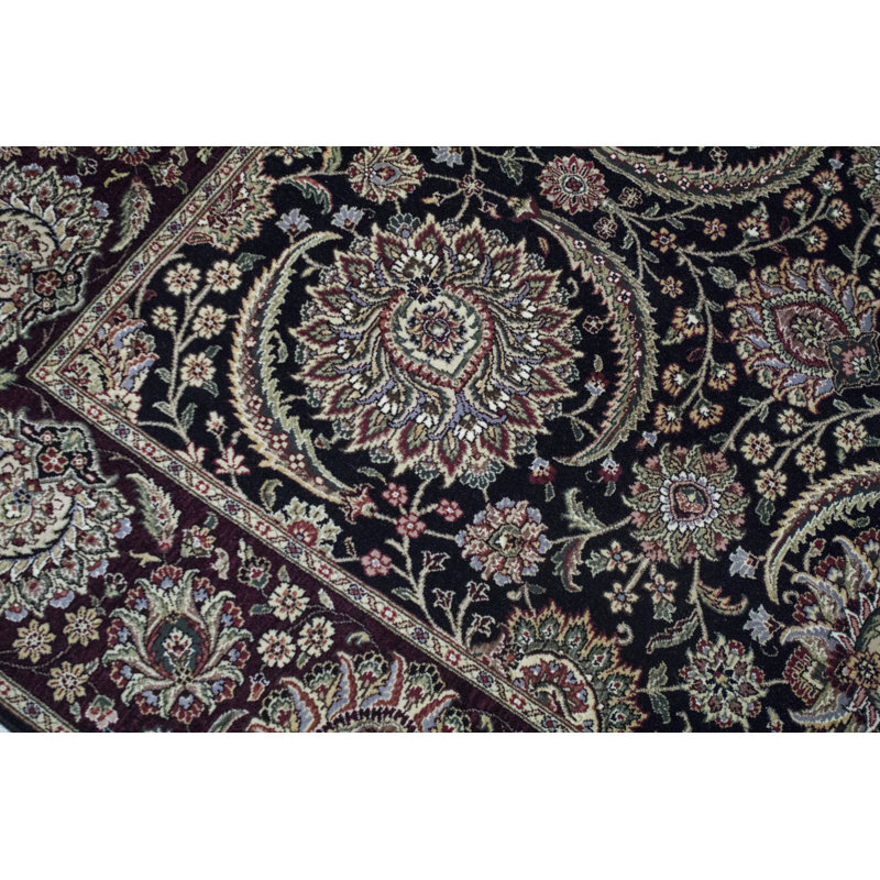 Tapis noir et rouge de haute qualité noué à la main