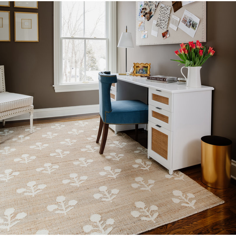 Erin Gates by Momeni Orchard Bloom Natural Hand Woven Wool and Jute Area Rug, Rectangle 3'6" x 5'6"