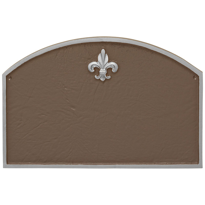Plaque d’adresse murale sur 1 ligne fleur de lis, Sable / argent, Oui