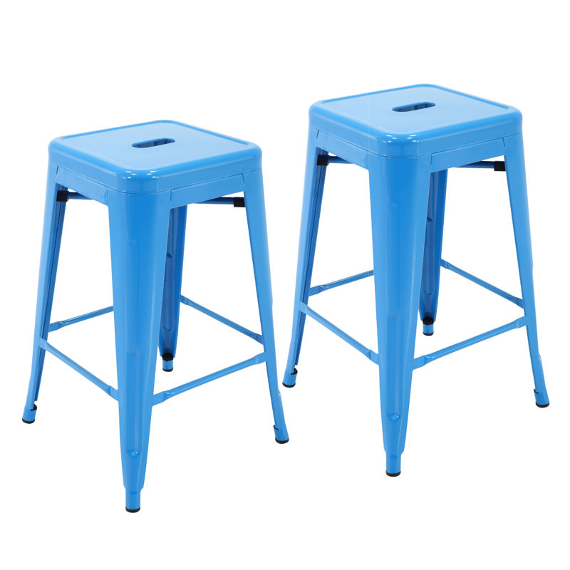 Tabouret Deronte, bleu, Tabouret de comptoir (assise de 24 po de hauteur)