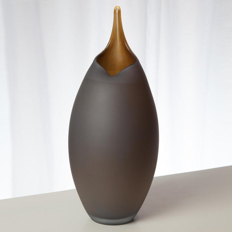 Frosted Vase w/Amber Casing, 18.25" H x 7.25" W x 7.25" D, Gray