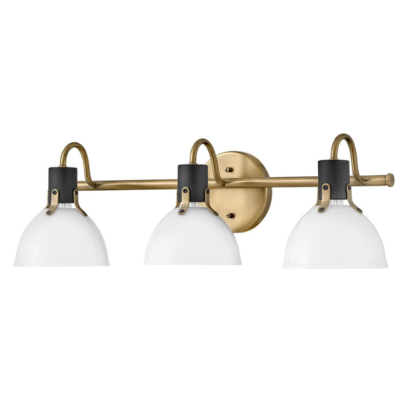 Heritage Brass and Black 3-Light Dimmable Outdoor Vanity Light