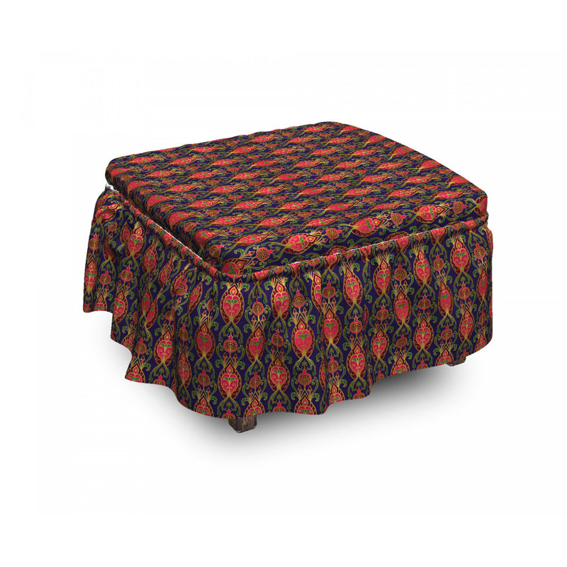 Ensemble de housse pour repose-pieds à coussin de boîte 2 pièces turc orient pomegranates