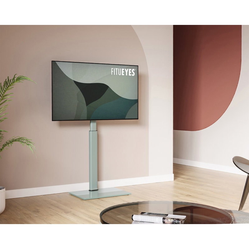 Base de meuble télé FITUEYES avec support pivotant réglable en hauteur pour téléviseur de 32 à 60 pouces, blanc