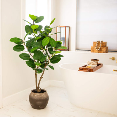 4Ft. Artificial Audrey Ficus Tree In Rustic Decorative Planter