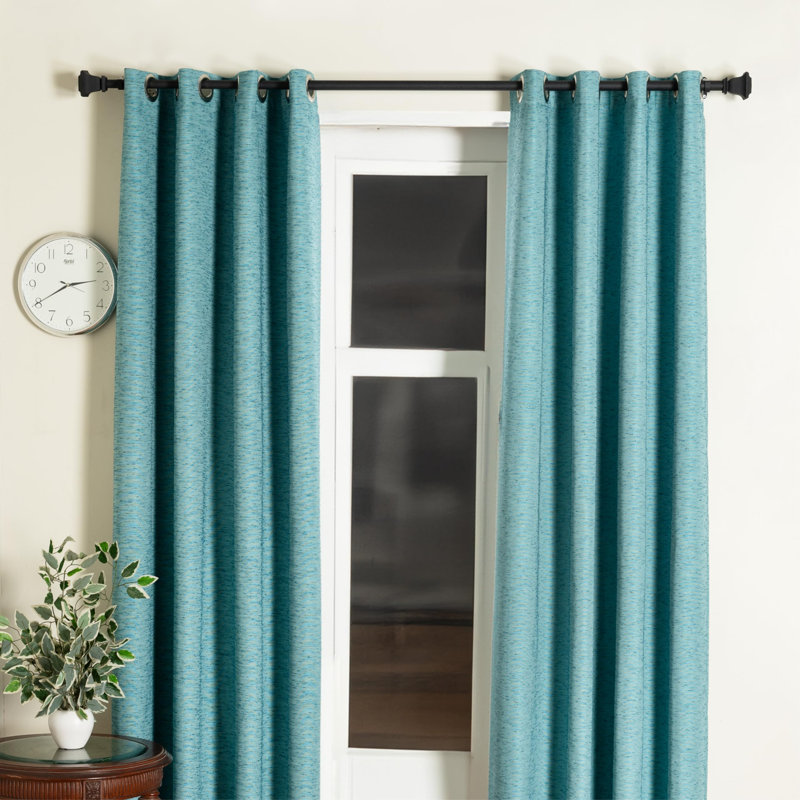  Tringle à rideaux réglable antirouille de 18 à 44 po pour portes et fenêtres avec supports, support de tuyau en fer extensible avec embouts Quatro (noir, 25 mm de diamètre)