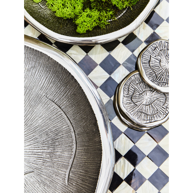 Metal Round 4 Piece Coaster Set