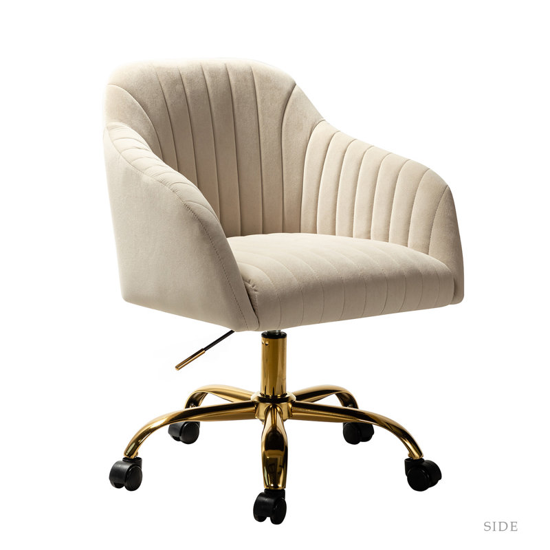 Chaise de travail en velours Adan, Rosewood