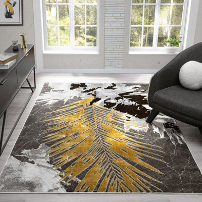 Tapis contemporain gris foncé et noir MDA Rugs