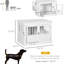Pièce blanche pour bureau de caisse pour petit chien. Comprend un plateau de table spacieux, un assemblage à trois portes, une pièce à reliure magnétique et une table en acier. Pour canines, avec portes, pièce de liaison, structure