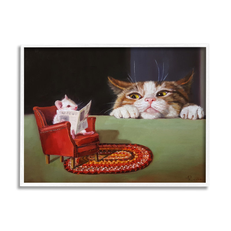 «Stupell Industries», Manx, chat, regarder, souris, art mural par Lucia Heffernan, H 11 po x l 14 po x P 1,5 po