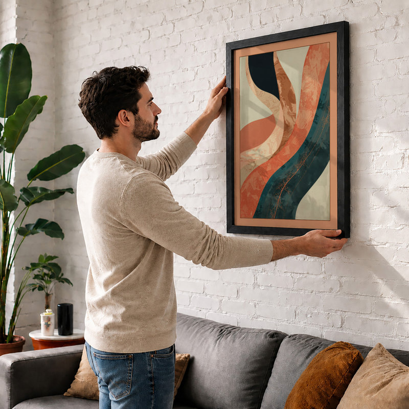 Flowing Ribbons Abstract - Framed Print, A1 - 84.1 x 59.4 cm, Oak