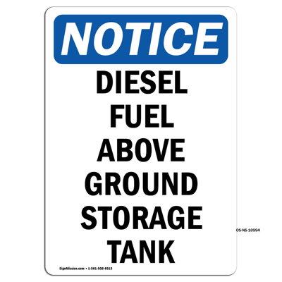 Diesel Fuel Above Ground Storage Tank Plastic Sign 10" X 7"