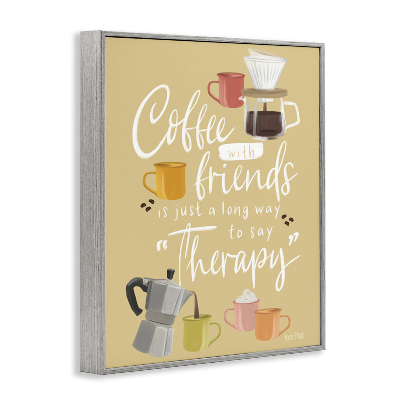 Café avec amis, art giclée encadré, design par House Fenway, H 20 po x l 16 po, Estampe numérique Farmhouse