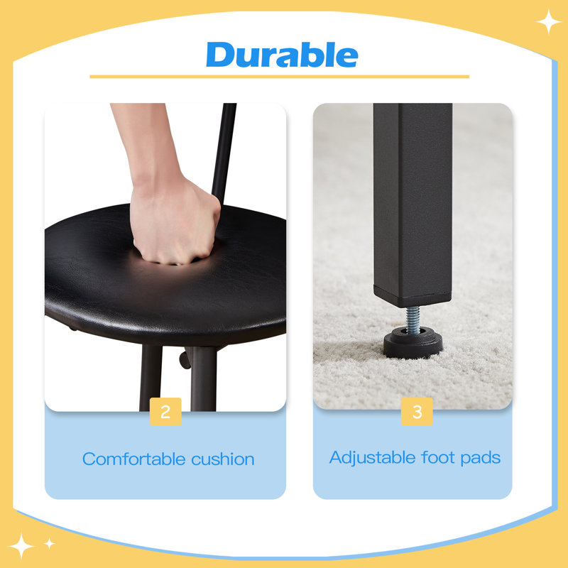 Ensemble de table de bar durable et esthétique avec 2 tabourets de bar, assise en polyuréthane souple avec dossier, L 43,31 po x l 15,75 po x H 35,43 po