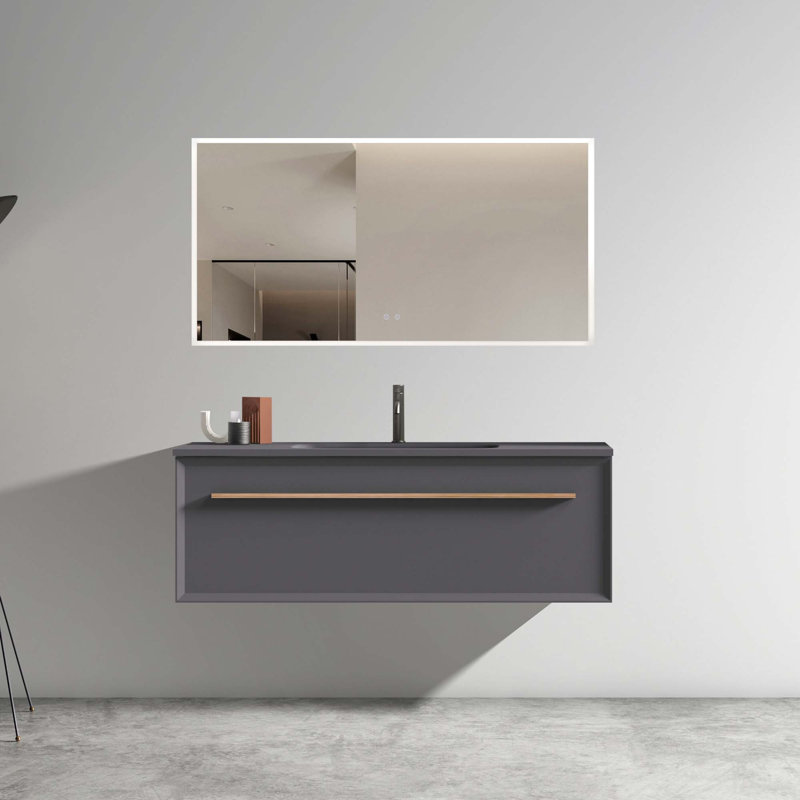 Meuble-lavabo mural moderne avec lavabo à surface solide