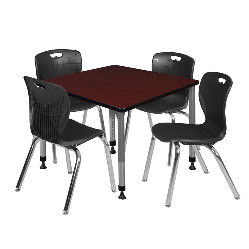 Ensemble de table de salle à manger L 42 po Romig Kee, Noir, Acajou, H 34 po x L 30 po x l 30 po
