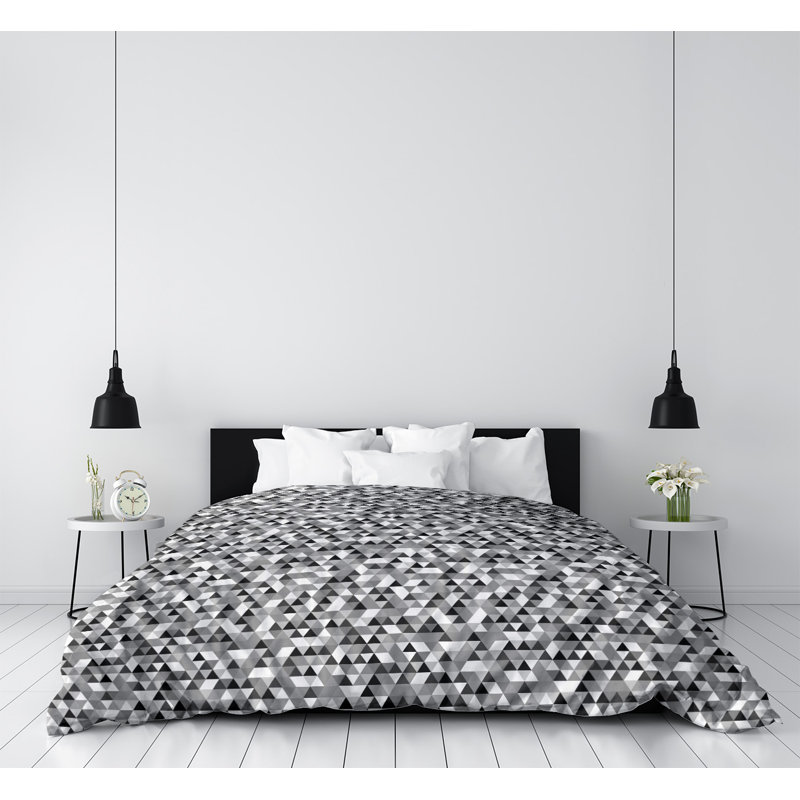 Housse de couette Katelyn Elizabeth, Housse de couette pour très grand lit, Noir / Blanc, Polyester brossé
