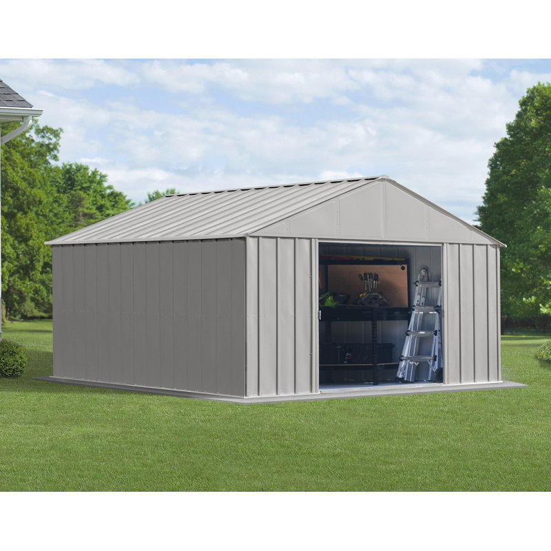 12' x 12' Flute Grey Galvanized Steel Storage Shed