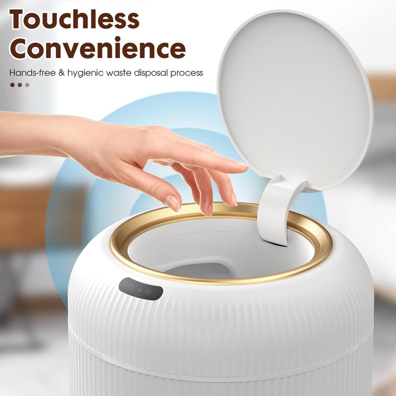  Motion Sensor Trash Can with Lid, 3 Gallon Electric Bathroom Garbage can, Small White Wastebasket Touchless Trash Bin,Automatic Mini Trashcan for Bedroom,Toilet, Office, rv, Living Room-white