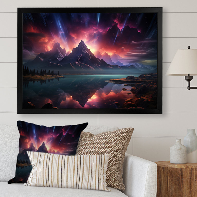 Northern Lights Luminescent Symphony II - Landscapes Canvas Prints, H 12 po x l 20 po x P 1 po, Cadre simple noir