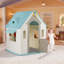 Maisonnette verte et blanche pour enfants avec activités sportives 4-en-1-138115420