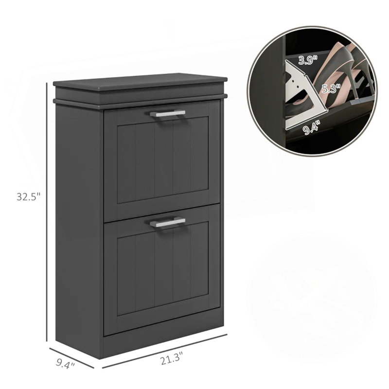 Mince organisateur de rangement de couloir, armoire de rangement pour chaussures, Noir