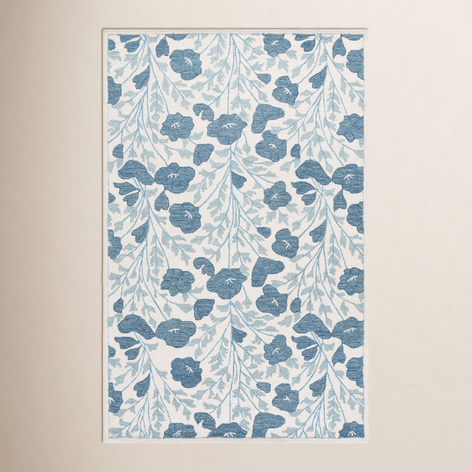 Hand-Tufted Wool Floral Rug, Rectangle 4' x 6'