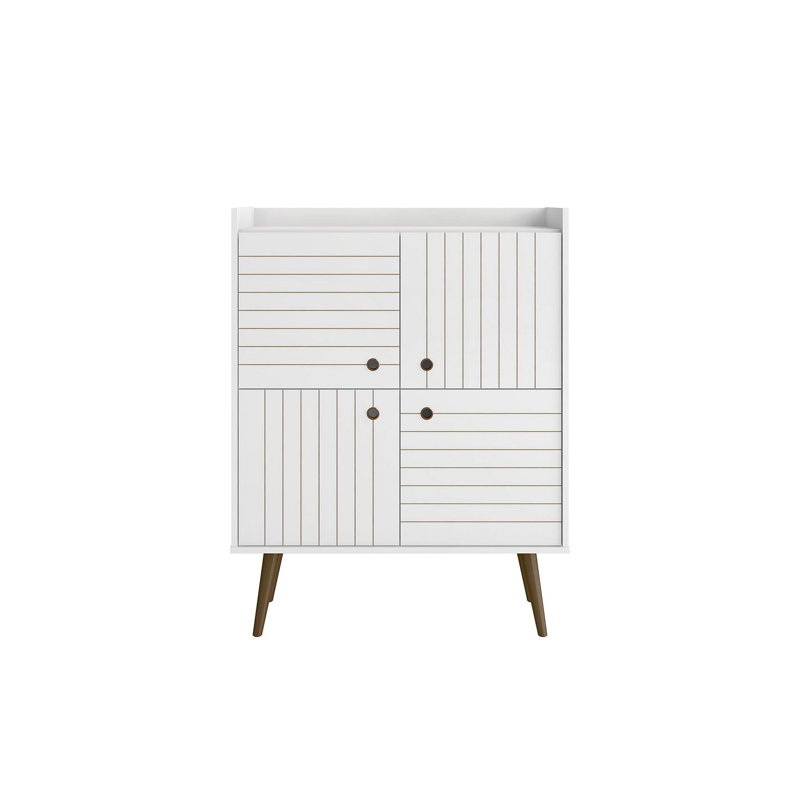 Armoire d'appoint Mid-Century 35 po avec 4 tablettes Bogart, Blanc