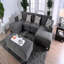 Chaise sans accoudoirs de style contemporain en chenille de couleur grise