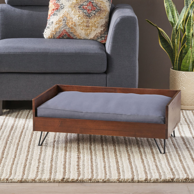 Canapé pour chien moderne Mid-Century Kaylor, Chêne foncé / noir / gris foncé