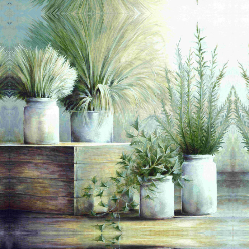 " Crate And Pots ", 12" H x 12" W