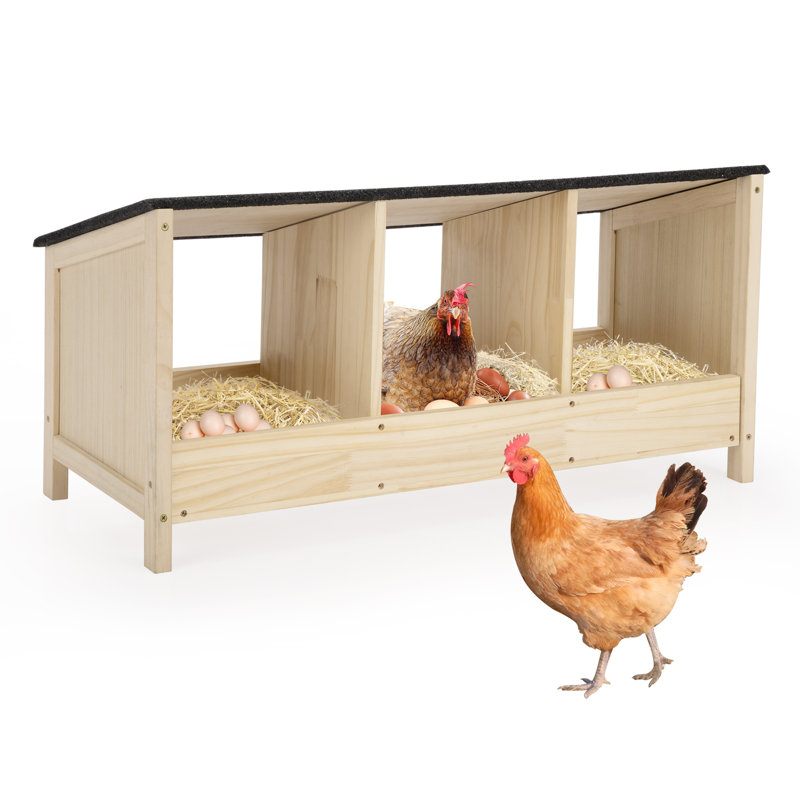Triple boîte de nidification pour poulets - bois de pin massif
