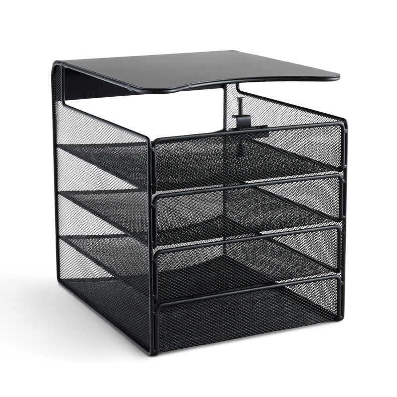 Onyx Mesh Solid Top Horizontal Hanging Paper Tray