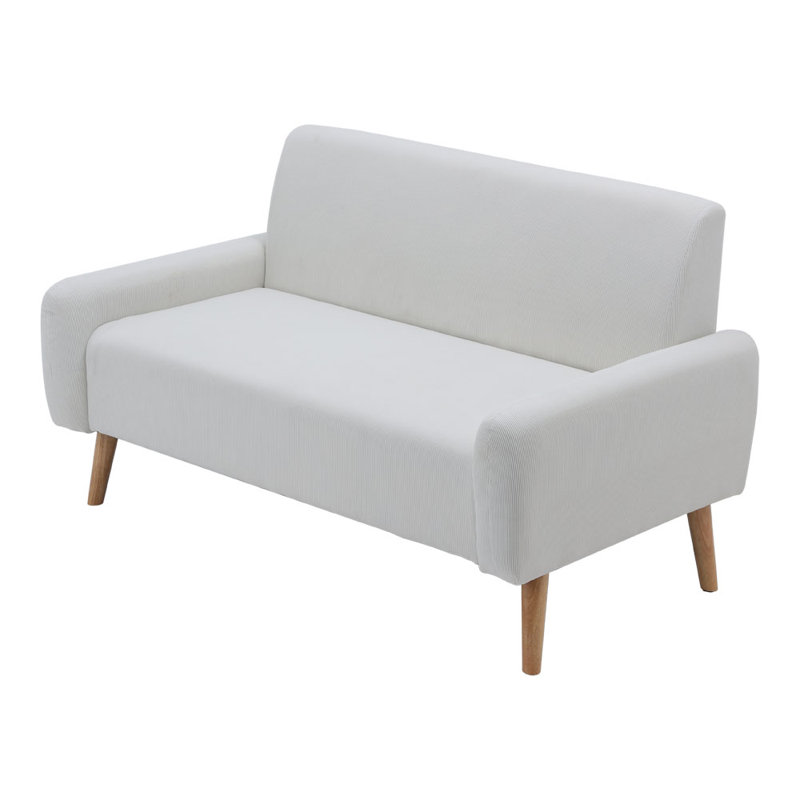 2 Seater Upholstered Sofa Corduroy Loveseat Sofa, White