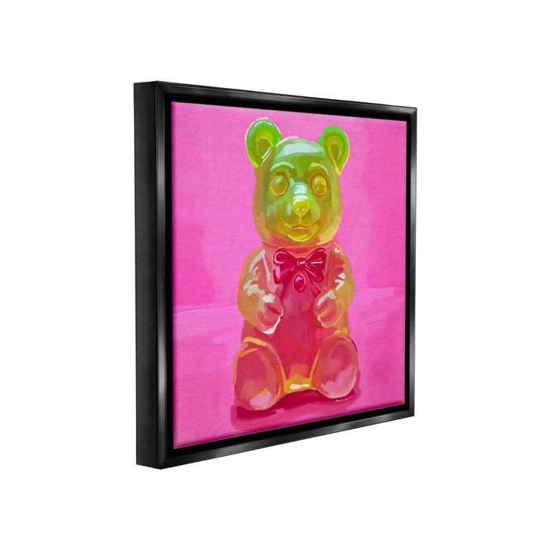 "Bold Candy Bear" par Amelia Noyes sur toile, Cadre flottant noir de jais, H 25 po x l 25 po