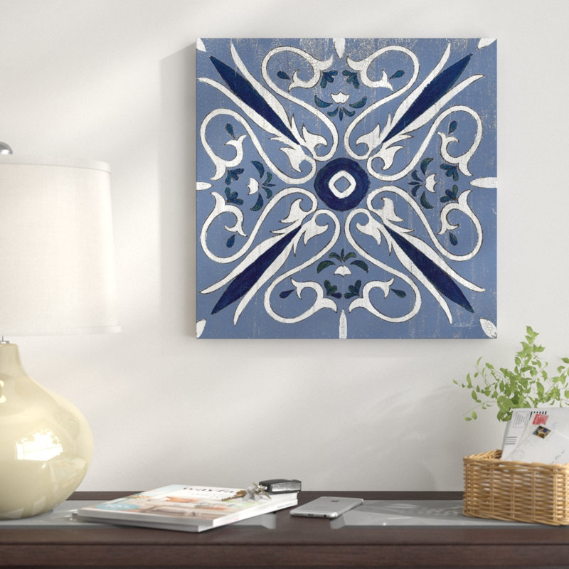 « indigo & série crème : oxford i », reproduction d’art sur toile, H 12 po x l 12 po x P 1,5 po, Toile tendue, Pas de tapis