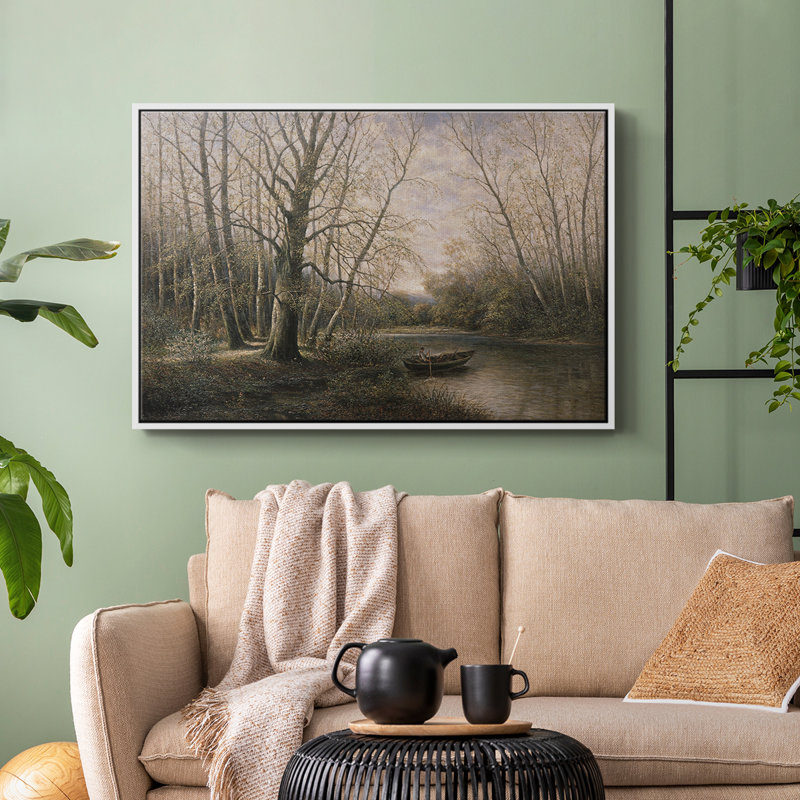 Paysage rétro - CDLII, Toile encadrée flottée blanche, H 17 po x l 25 po x P 2 po