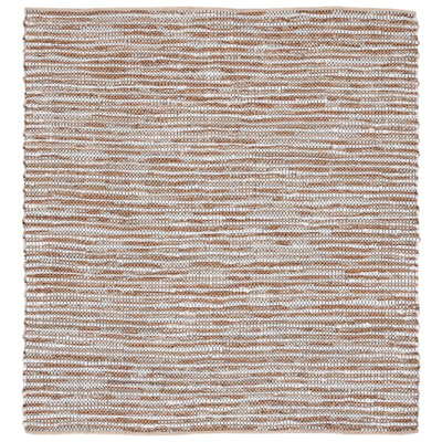 Gerek Vintage Leather Hand Woven Leather/Jute Striped Rug in Beige