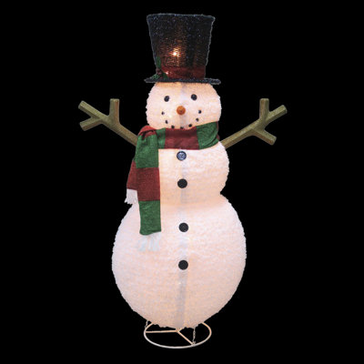 Lighted Fluffy Fabric Lantern Snowman (60" H - C7 5W Bulbs Lights)
