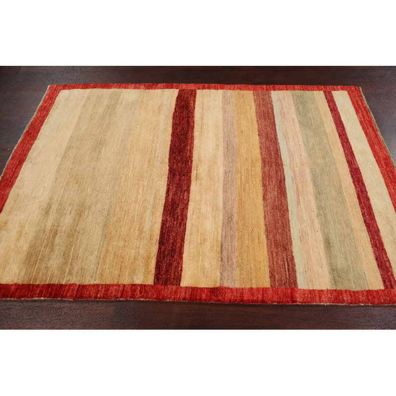 Tapis multicolore noué à la main 4 pi 3 po x 6 pi 1 po One-of-a-Kind