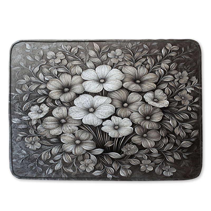 Tapis de bain floral, L 34 po x L 21 po