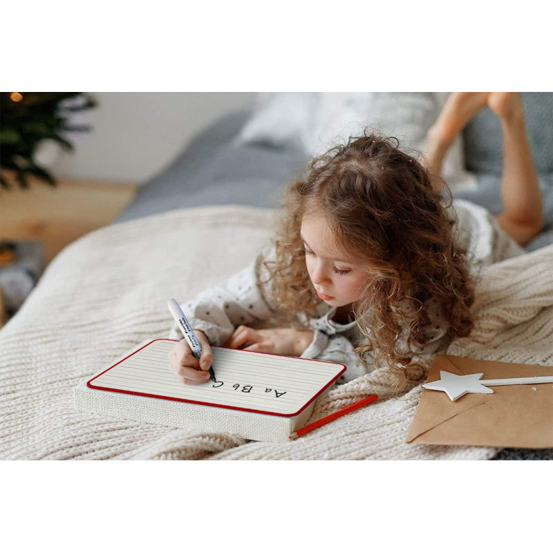 Scribbledo Magnetic Small Dry Erase White Board 9" X 12" Double Sided, Ruled 