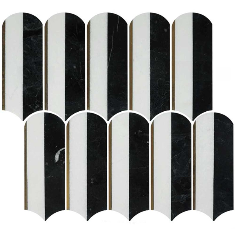 Mad Decade 12" x 12" Marble Mosaic Tile, Black