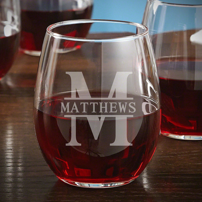 Grothe Custom Engraved 21 oz. All Purpose Stemless Wine Glass Set of 4, Oui